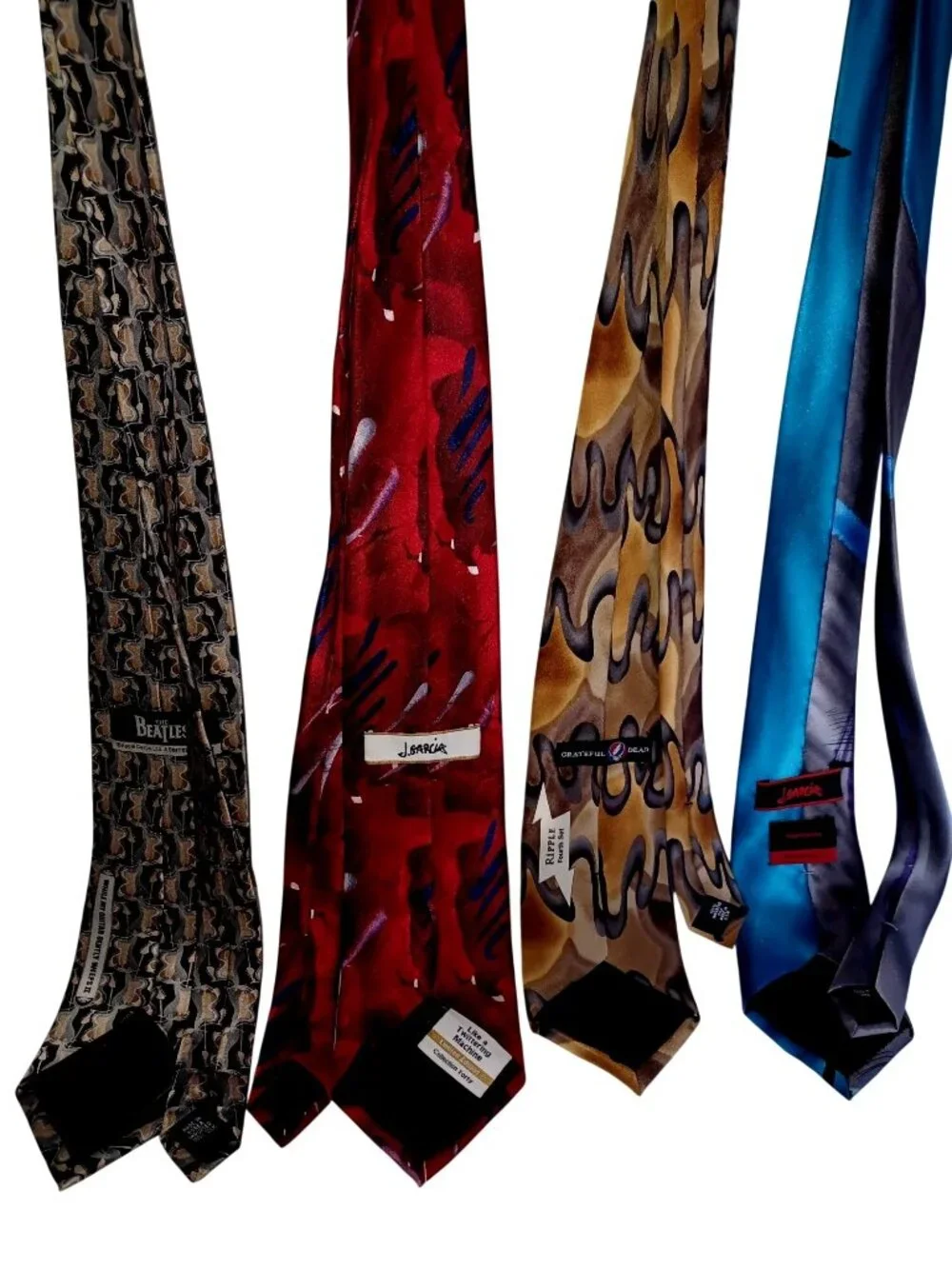 Mens Silk Neckties J. Garcia Grateful Dead Beatles Abstract Musical Lot Of 4